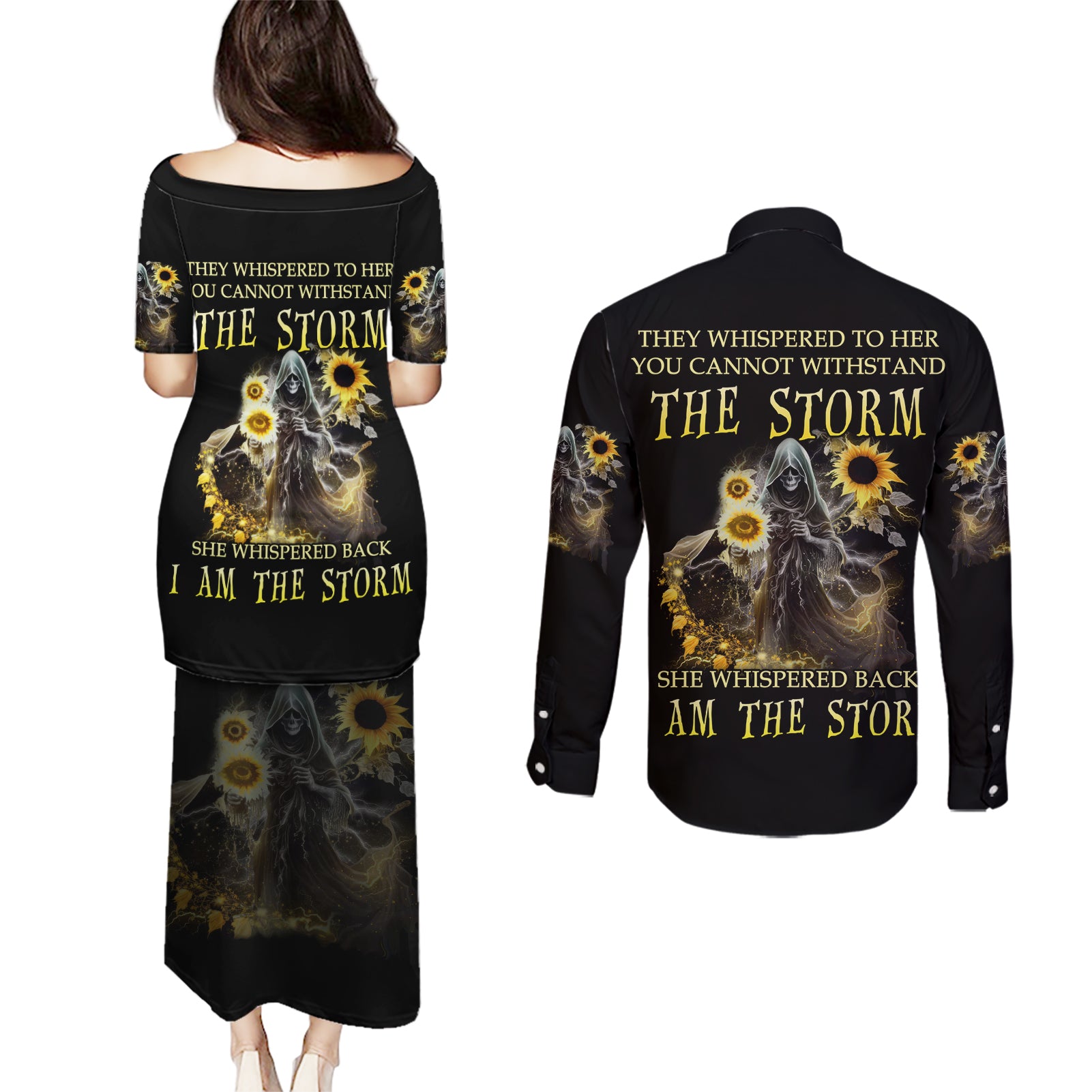 i-am-the-storm-reaper-sunflower-roses-wings-couples-matching-puletasi-dress-and-long-sleeve-button-shirt