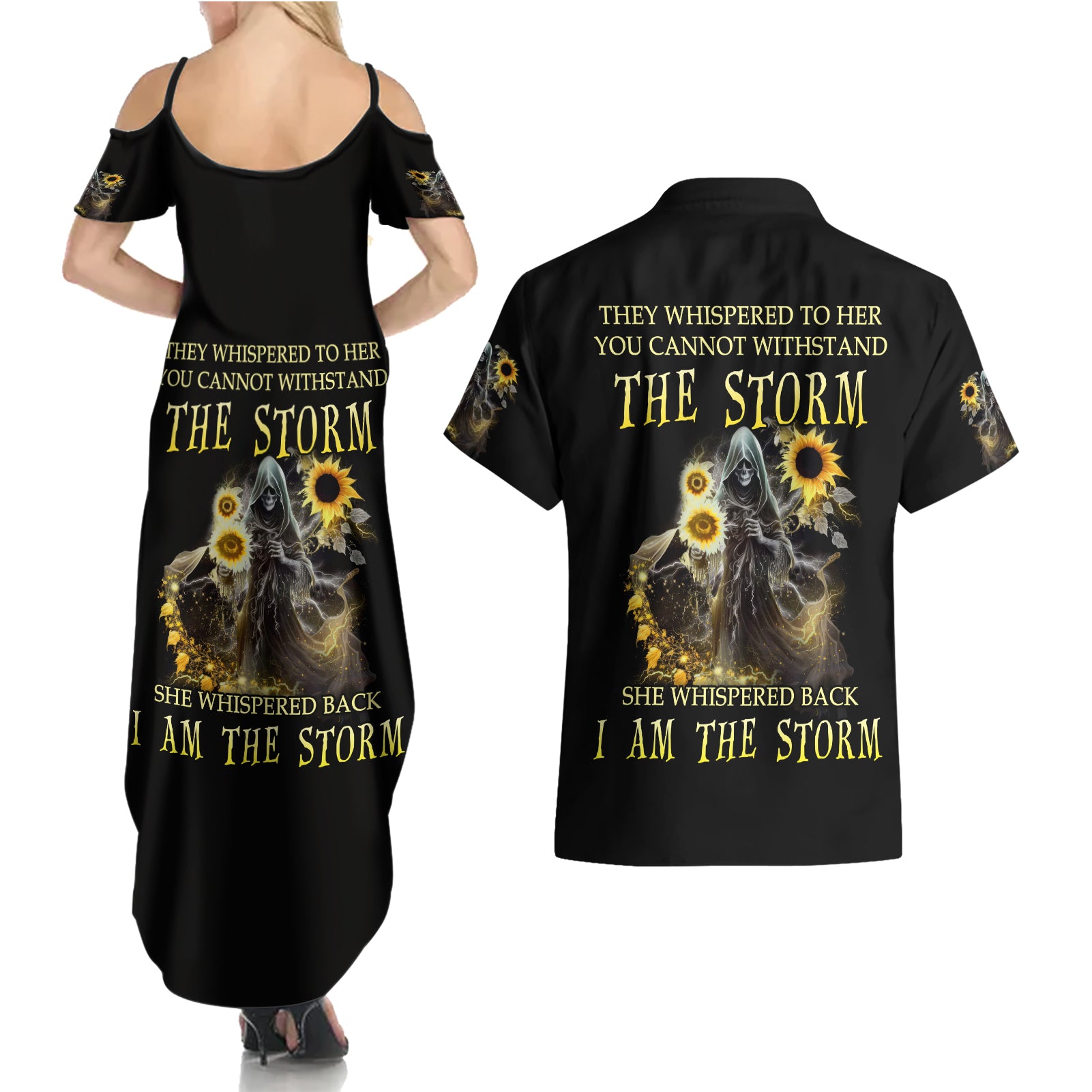 i-am-the-storm-reaper-sunflower-roses-wings-couples-matching-summer-maxi-dress-and-hawaiian-shirt