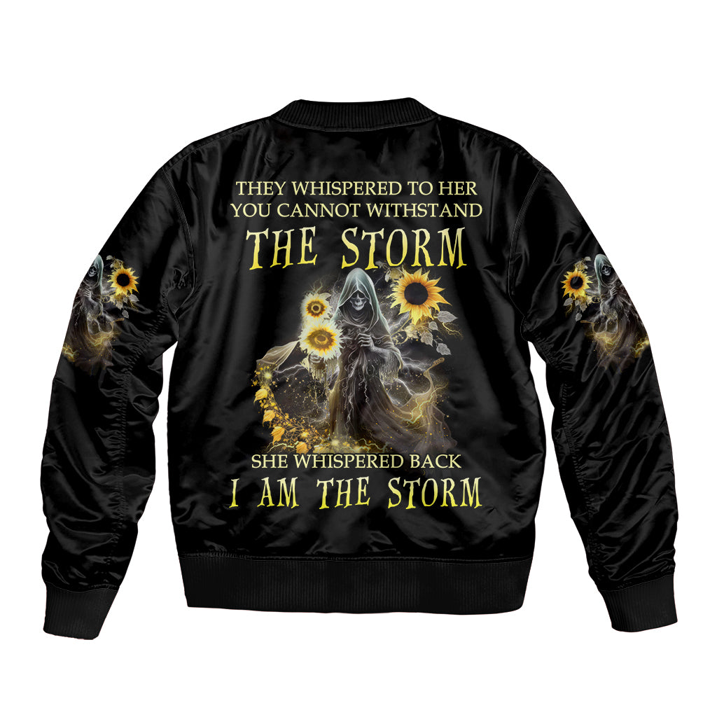 I Am The Storm Reaper Sunflower Roses Wings Bomber Jacket TS04