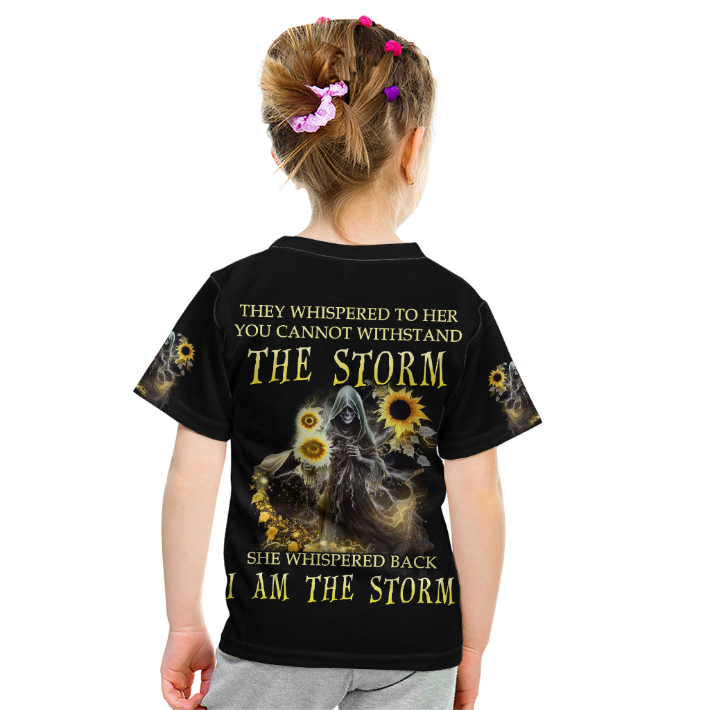 I Am The Storm Reaper Sunflower Roses Wings Kid T Shirt TS04