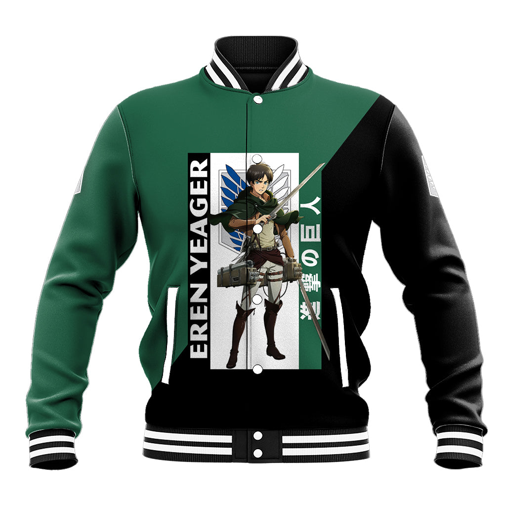 Eren Yeager Baseball Jacket Attack On Tittan Anime Style