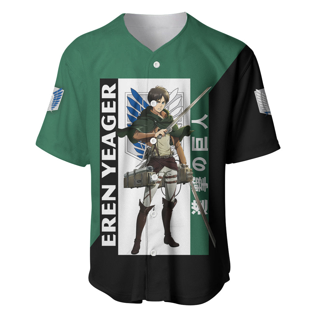 Eren Yeager Baseball Jersey Attack On Tittan Anime Style