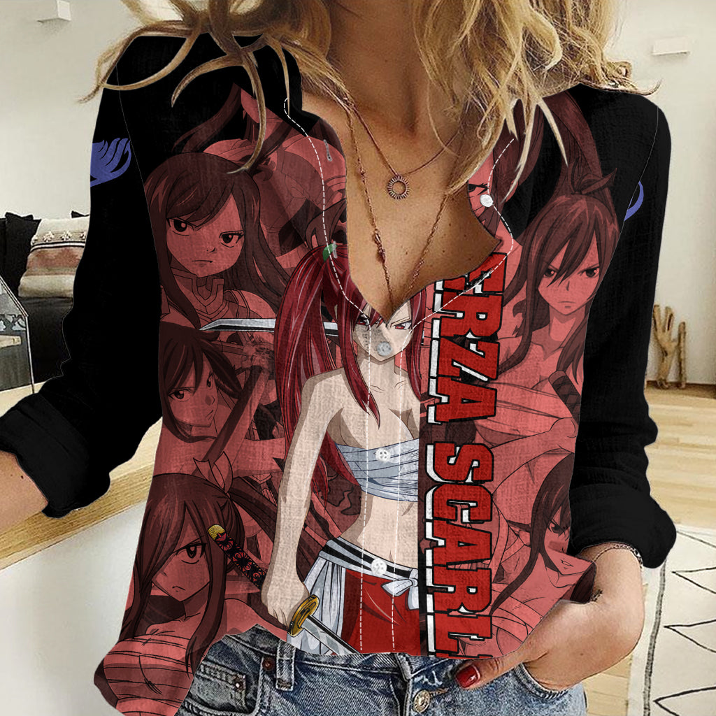 Erza Scarlet Fairy Tail Women Casual Shirt Anime Mix Manga Style