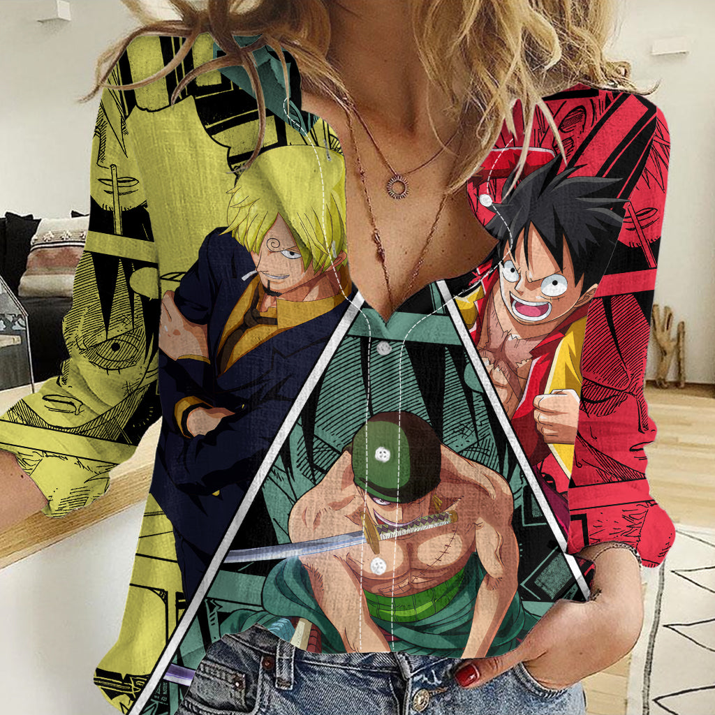 Luffy X Sanji X Zoro - One Piece Women Casual Shirt Anime Style