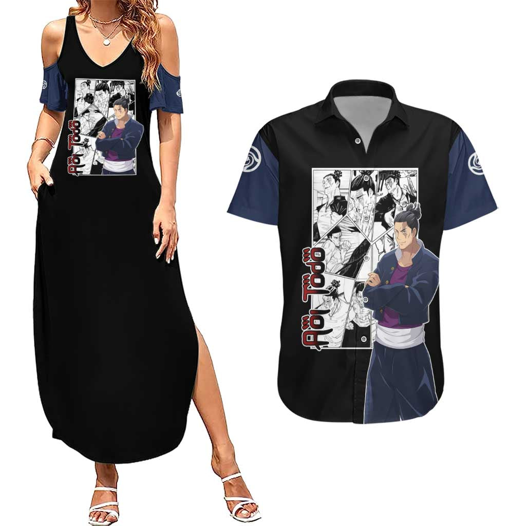 Aoi Todo - Jujutsu Kaisen Couples Matching Summer Maxi Dress and Hawaiian Shirt Anime Mix Manga Style