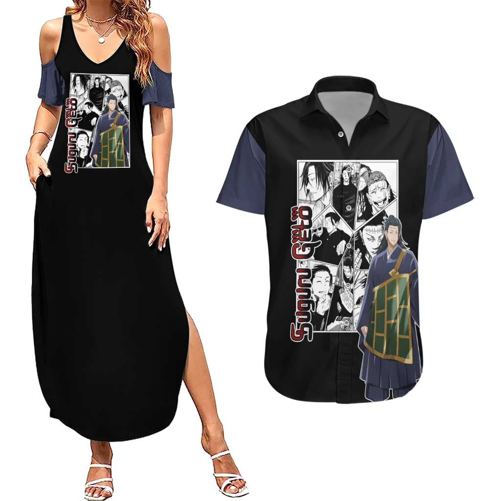 Suguru Geto - Jujutsu Kaisen Couples Matching Summer Maxi Dress and Hawaiian Shirt Anime Mix Manga Style