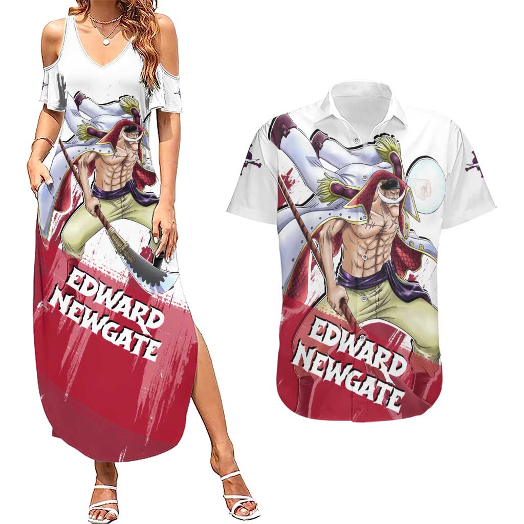 Edward Newgate - One Piece Couples Matching Summer Maxi Dress and Hawaiian Shirt Anime Style