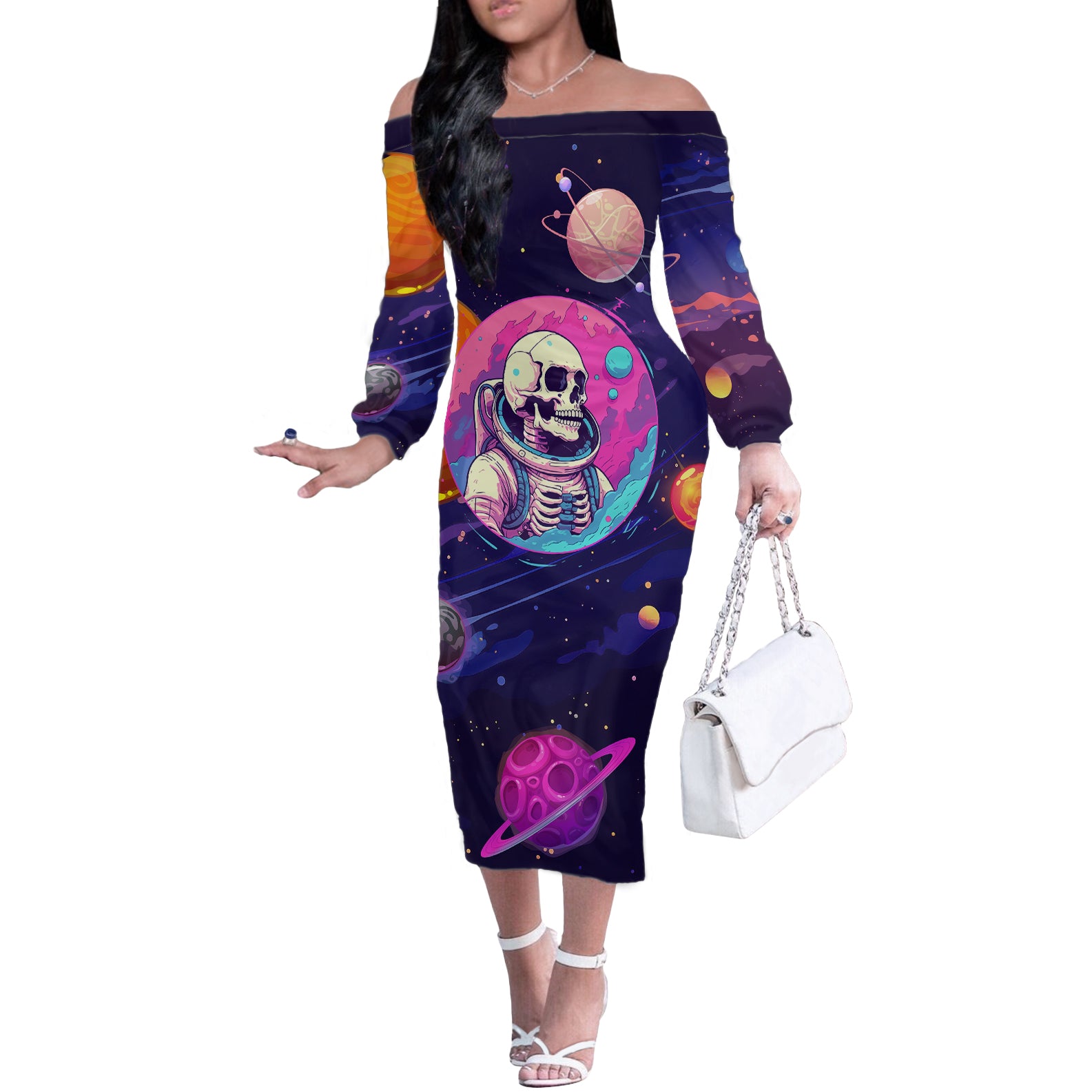 skull-off-the-shoulder-long-sleeve-dress-i-love-you-in-every-universe-cosmic-abstract-art