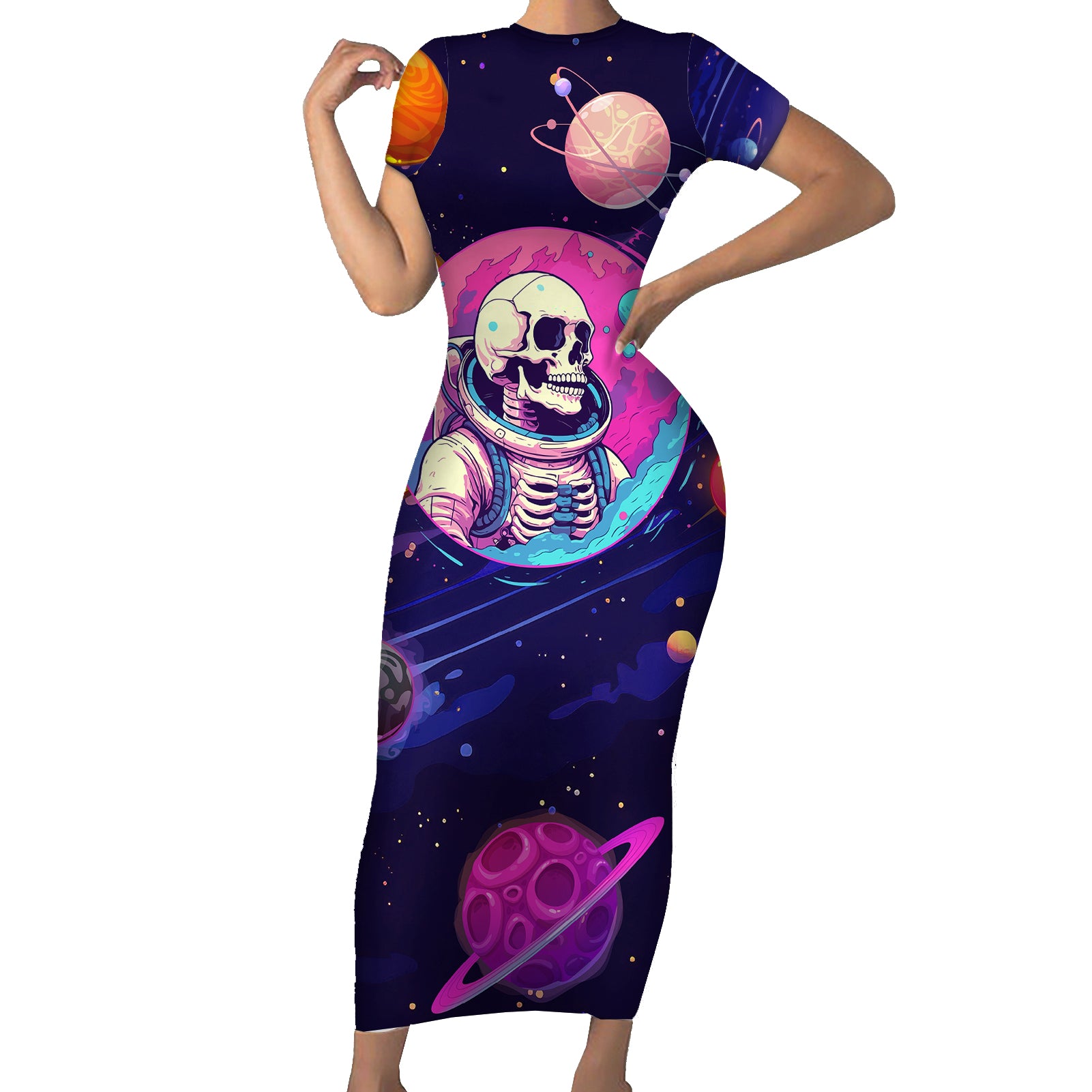 skull-short-sleeve-bodycon-dress-i-love-you-in-every-universe-cosmic-abstract-art