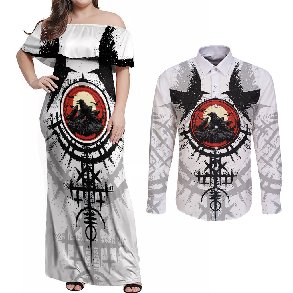 viking-ravens-couples-matching-off-shoulder-maxi-dress-and-long-sleeve-button-shirts-cant-hide-our-warrior-pride