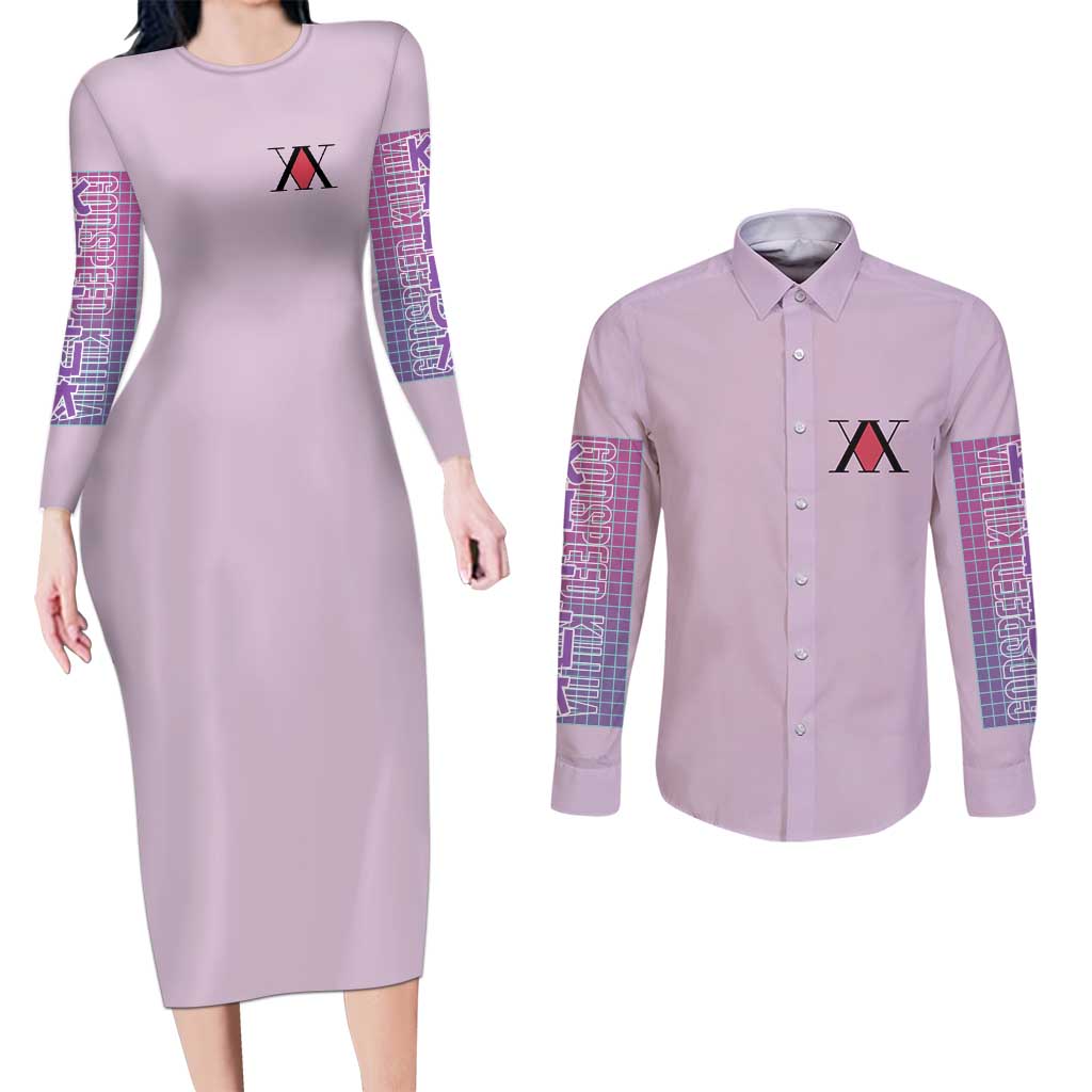 Killua Zoldyck V3 Hunter x Hunter Couples Matching Long Sleeve Bodycon Dress and Long Sleeve Button Shirt Anime Style