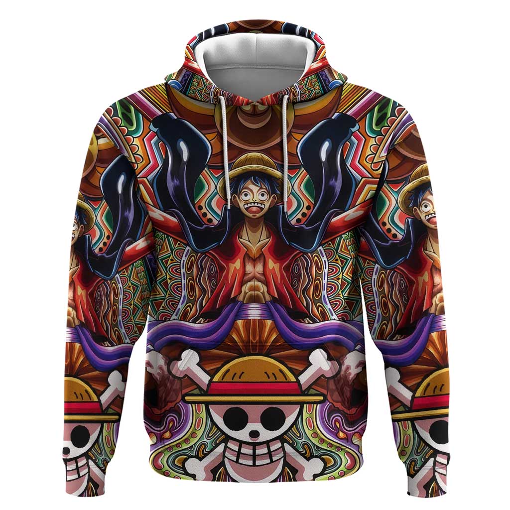 Trippy Monkey D. Luffy One Piece Hoodie Anime Mix Hippie Style