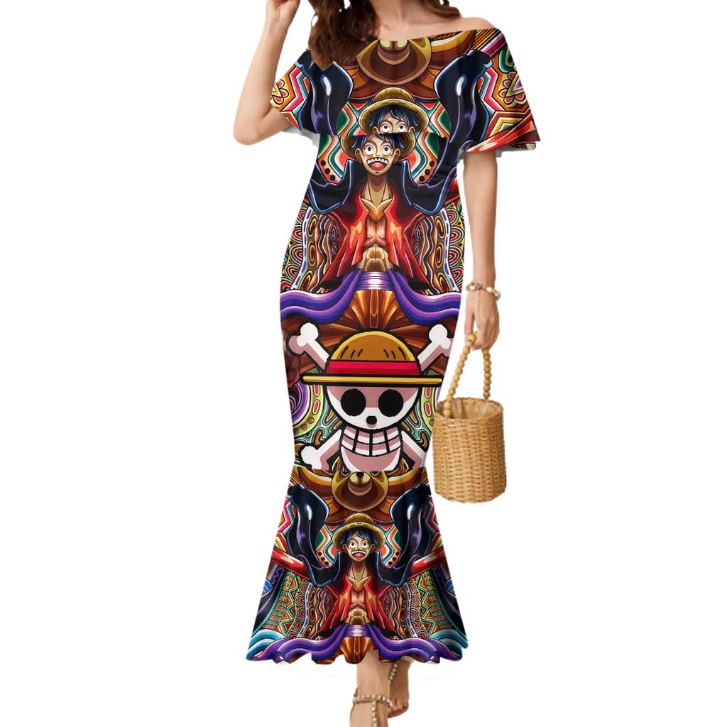 Trippy Monkey D. Luffy One Piece Mermaid Dress Anime Mix Hippie Style