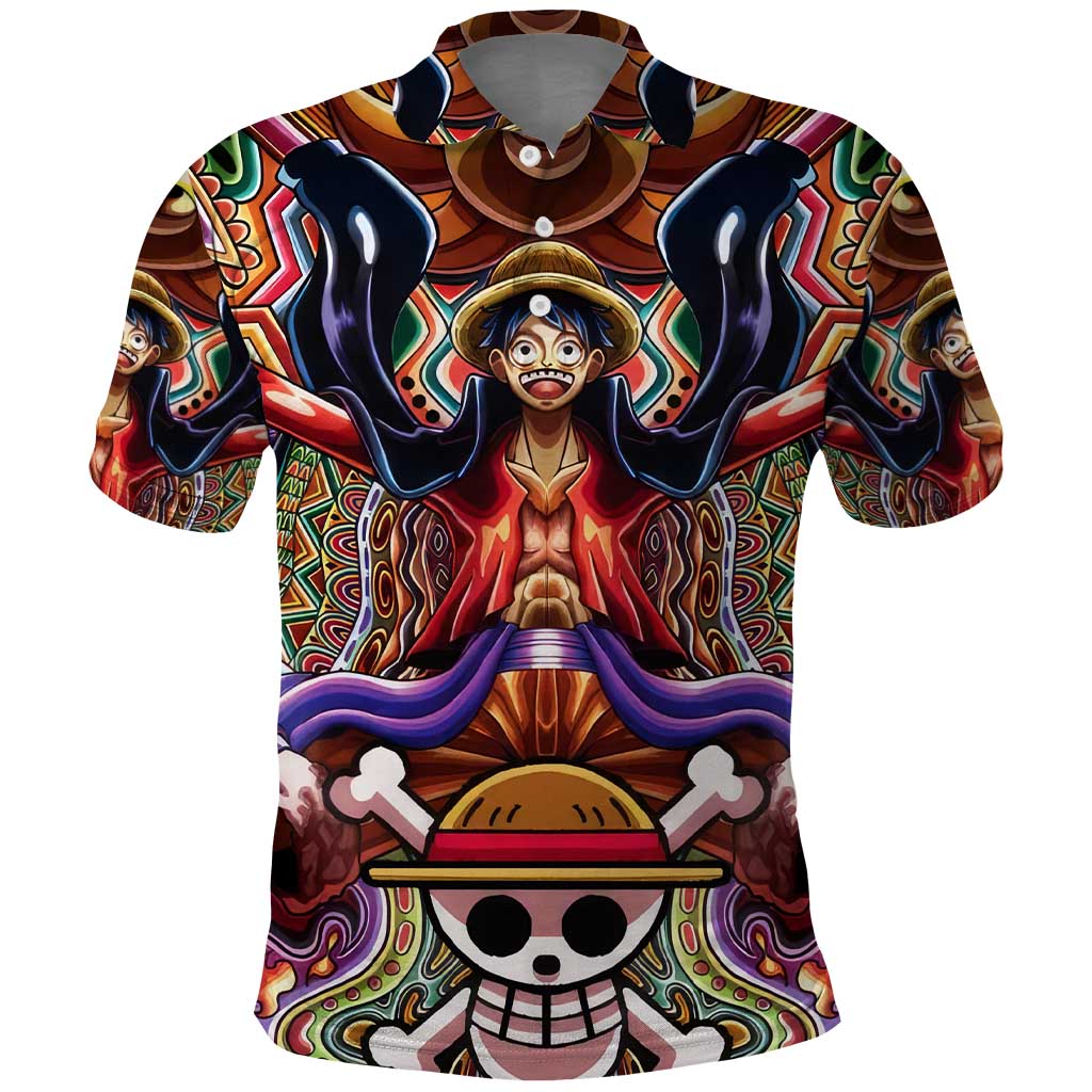 Trippy Monkey D. Luffy One Piece Polo Shirt Anime Mix Hippie Style