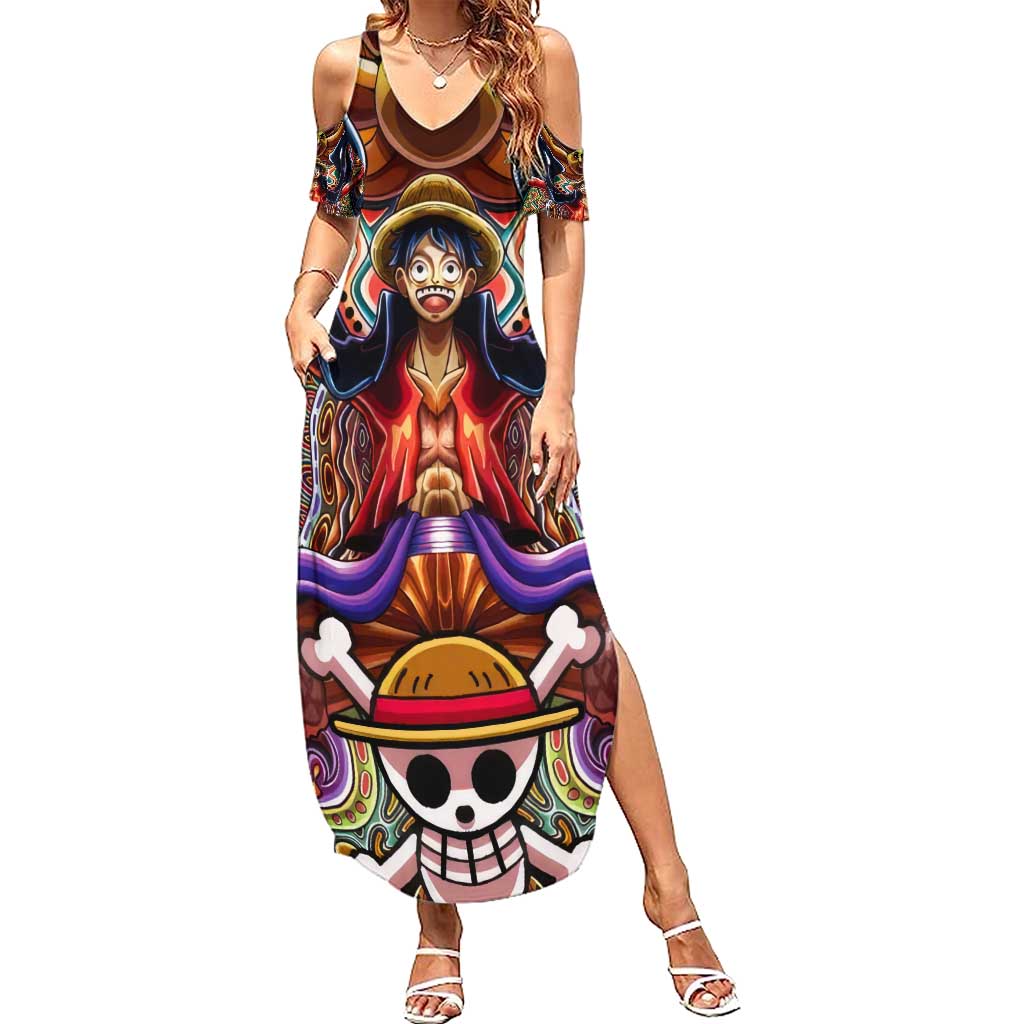 Trippy Monkey D. Luffy One Piece Summer Maxi Dress Anime Mix Hippie Style