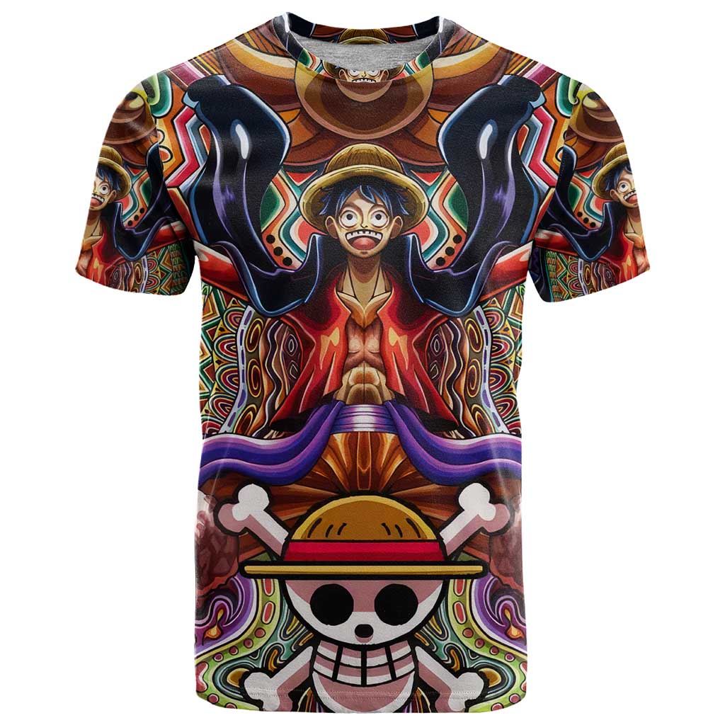 Trippy Monkey D. Luffy One Piece T Shirt Anime Mix Hippie Style