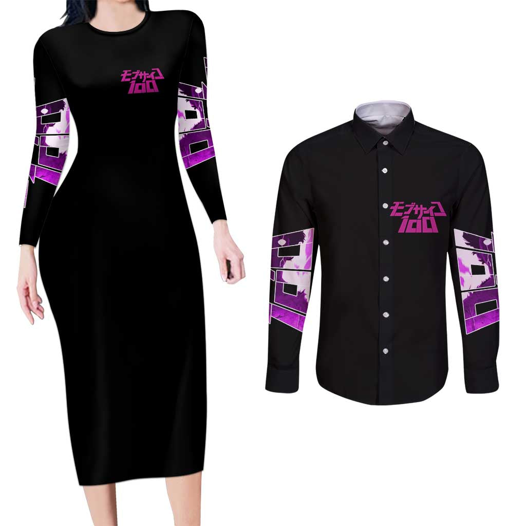 Shigeo Kageyama Mob Psycho 100 Couples Matching Long Sleeve Bodycon Dress and Long Sleeve Button Shirt Anime Style