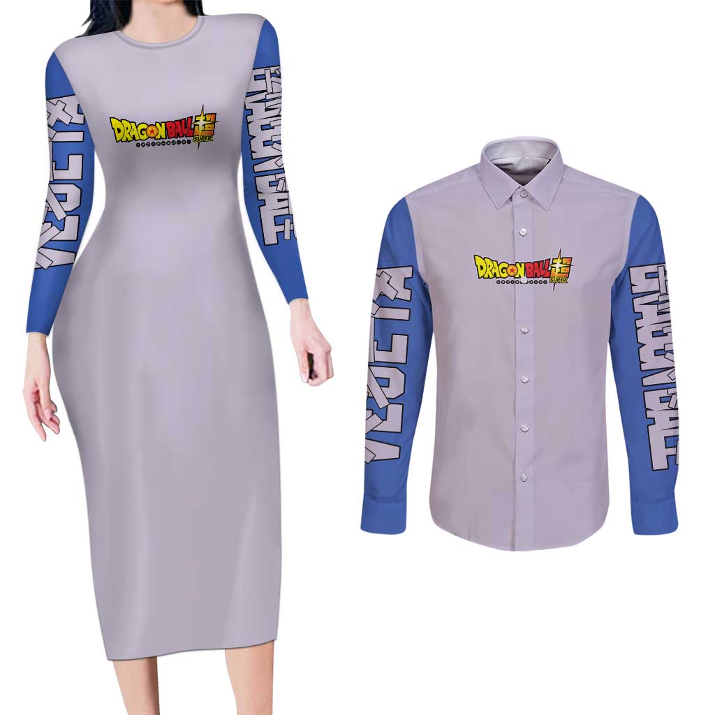 Vegeta Dragon Ball Z Couples Matching Long Sleeve Bodycon Dress and Long Sleeve Button Shirt Anime Style