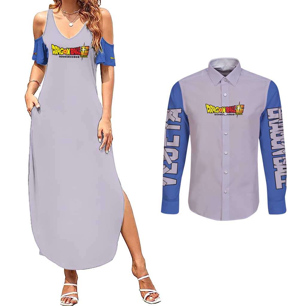 Vegeta Dragon Ball Z Couples Matching Summer Maxi Dress and Long Sleeve Button Shirt Anime Style