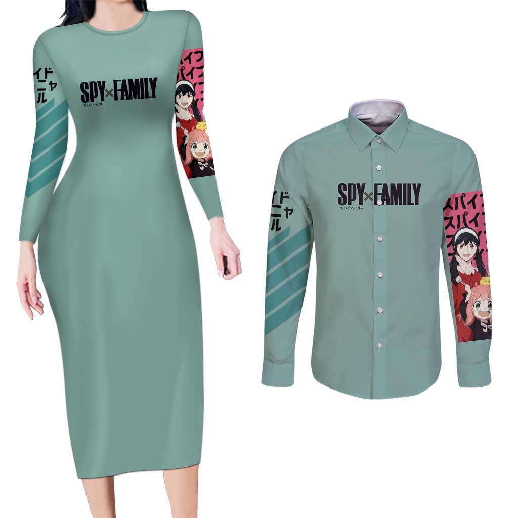 Forgers Spy x Family Couples Matching Long Sleeve Bodycon Dress and Long Sleeve Button Shirt Anime Style