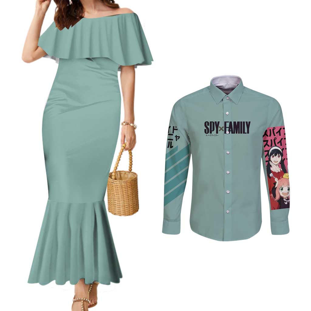 Forgers Spy x Family Couples Matching Mermaid Dress and Long Sleeve Button Shirt Anime Style