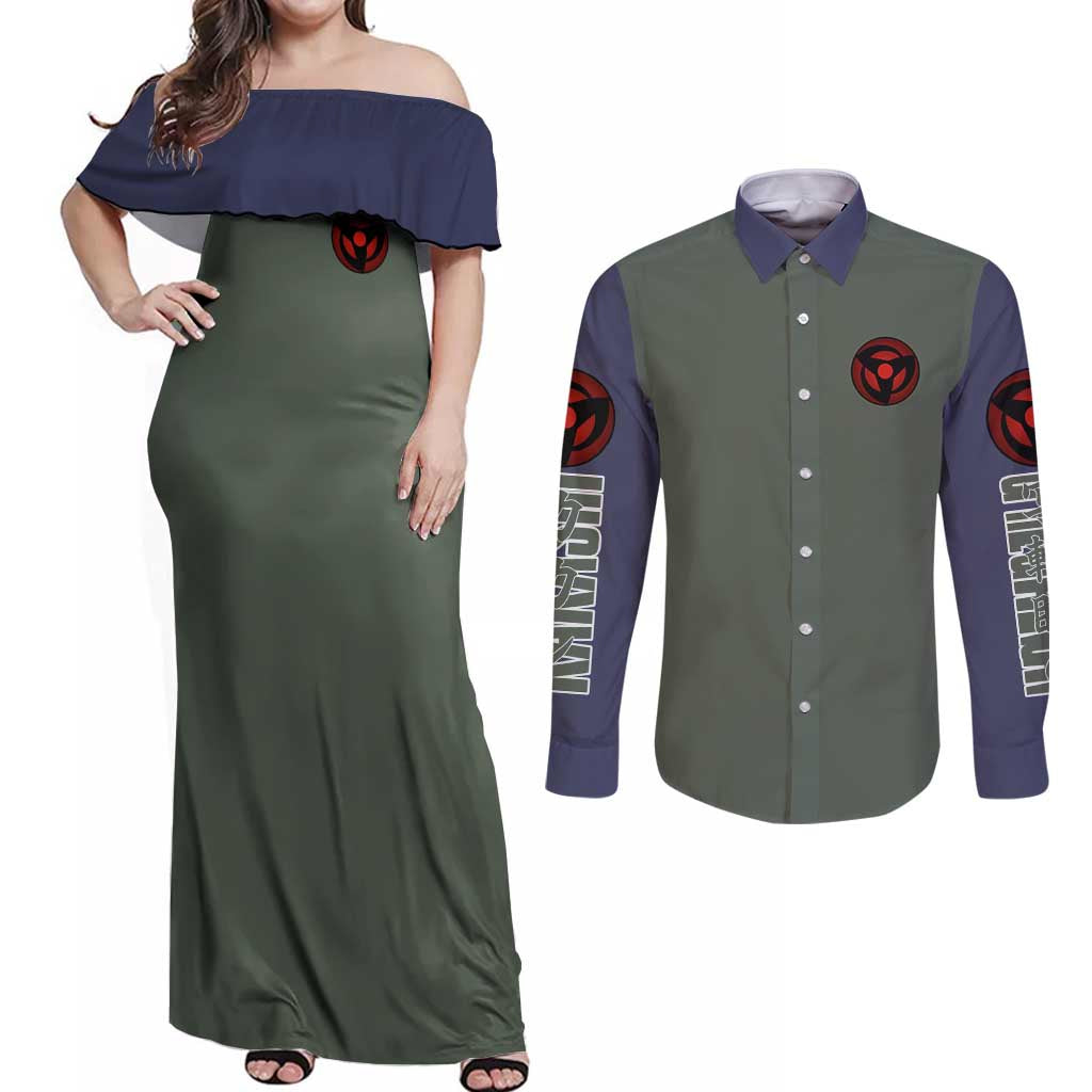 Hatake Kakashi Naruto Shippuden Couples Matching Off Shoulder Maxi Dress and Long Sleeve Button Shirt Anime Style