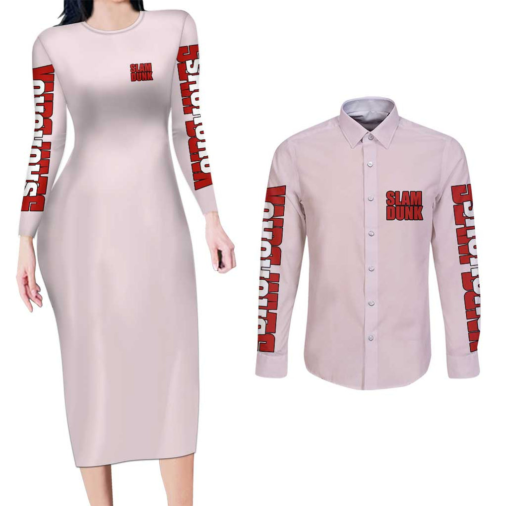 Shohoku Team Slam Dunk Couples Matching Long Sleeve Bodycon Dress and Long Sleeve Button Shirt Anime Style