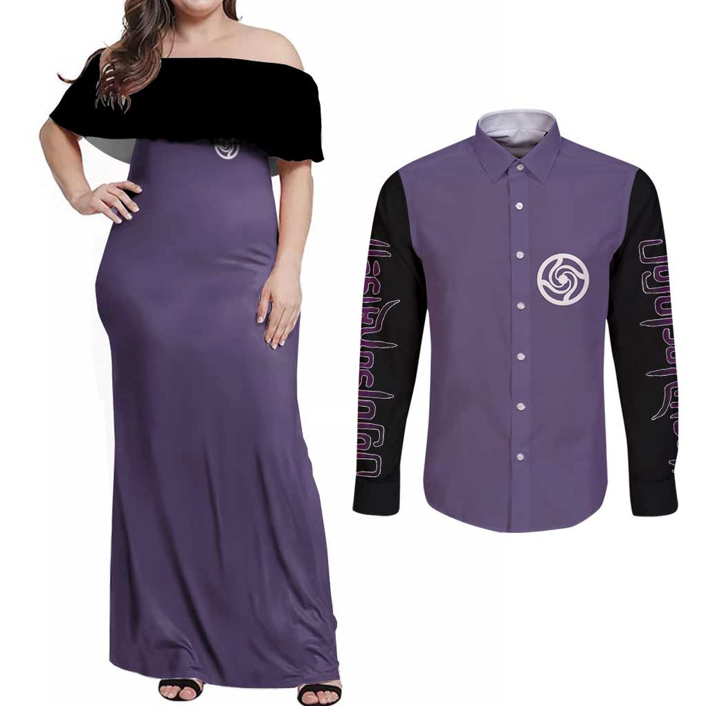 Sensei Gojo Satoru - Jujutsu Kaisen Couples Matching Off Shoulder Maxi Dress and Long Sleeve Button Shirt Japan Anime Style