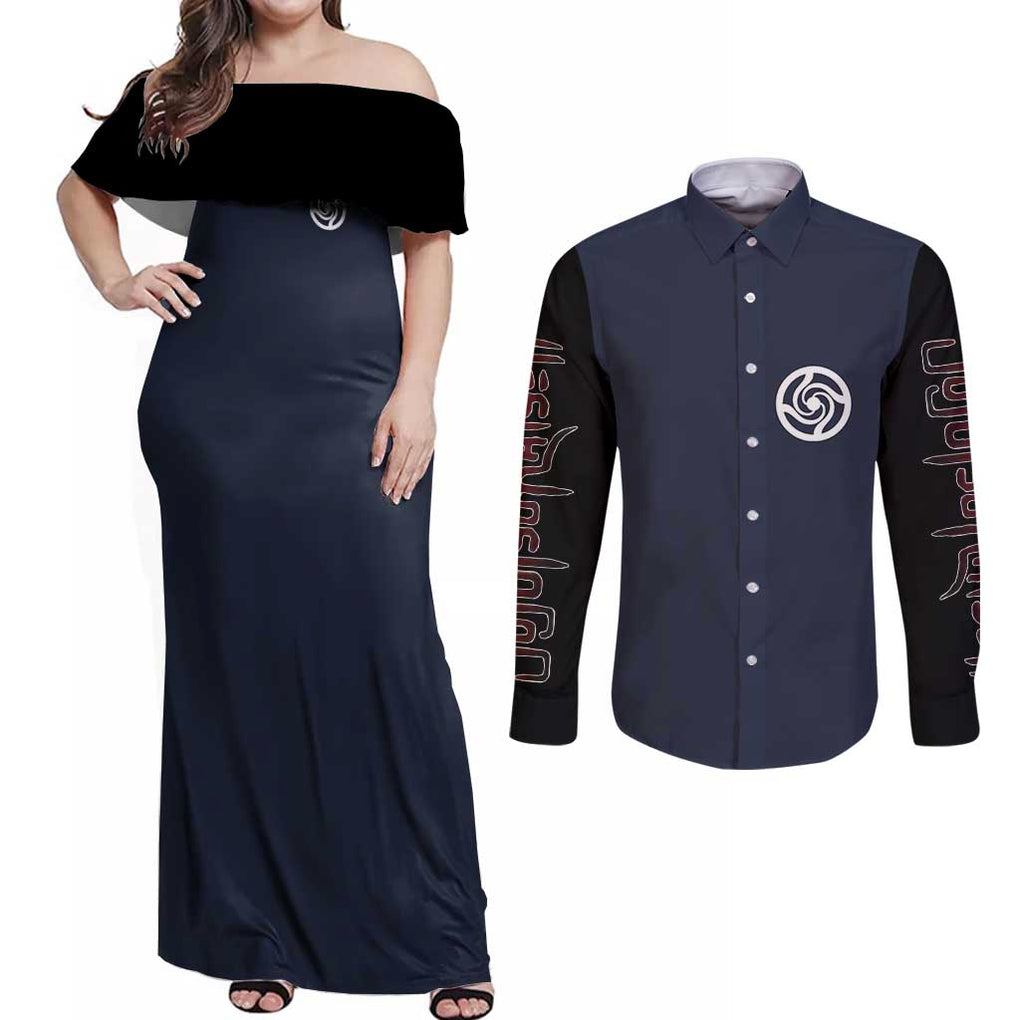 Aoi Todo - Jujutsu Kaisen Couples Matching Off Shoulder Maxi Dress and Long Sleeve Button Shirt Anime Style