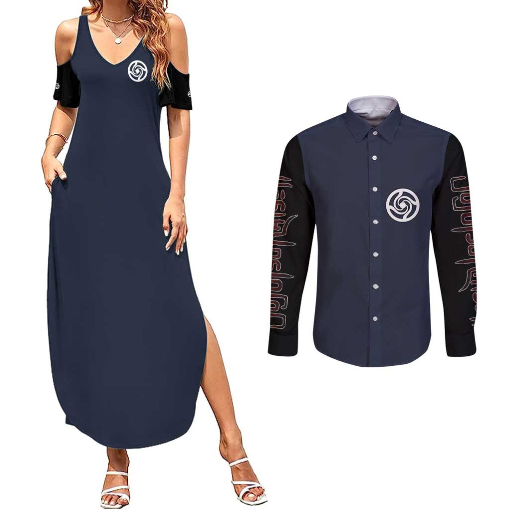 Aoi Todo - Jujutsu Kaisen Couples Matching Summer Maxi Dress and Long Sleeve Button Shirt Anime Style