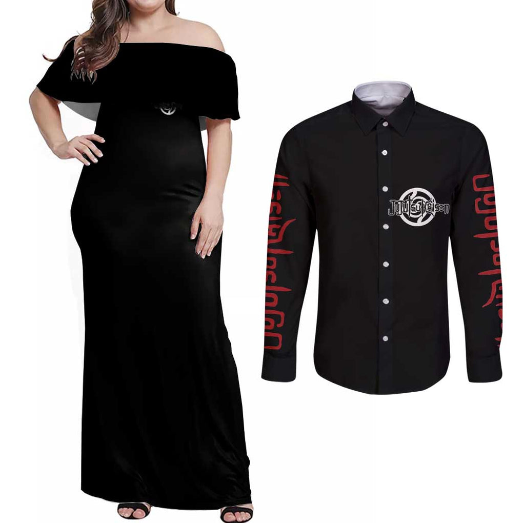 Yuta Okkotsu - Jujutsu Kaisen Couples Matching Off Shoulder Maxi Dress and Long Sleeve Button Shirt Japan Anime Style