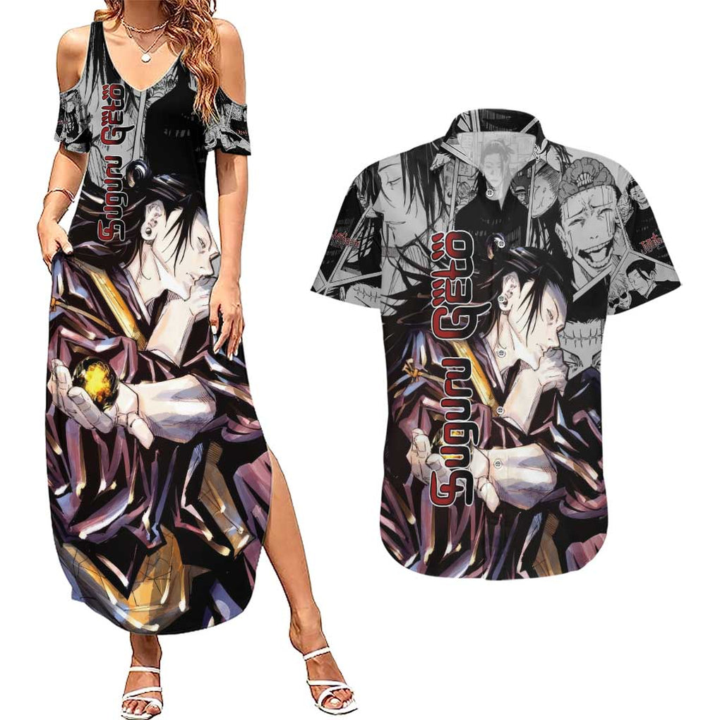 Suguru Geto - Jujutsu Kaisen Couples Matching Summer Maxi Dress and Hawaiian Shirt Anime Style