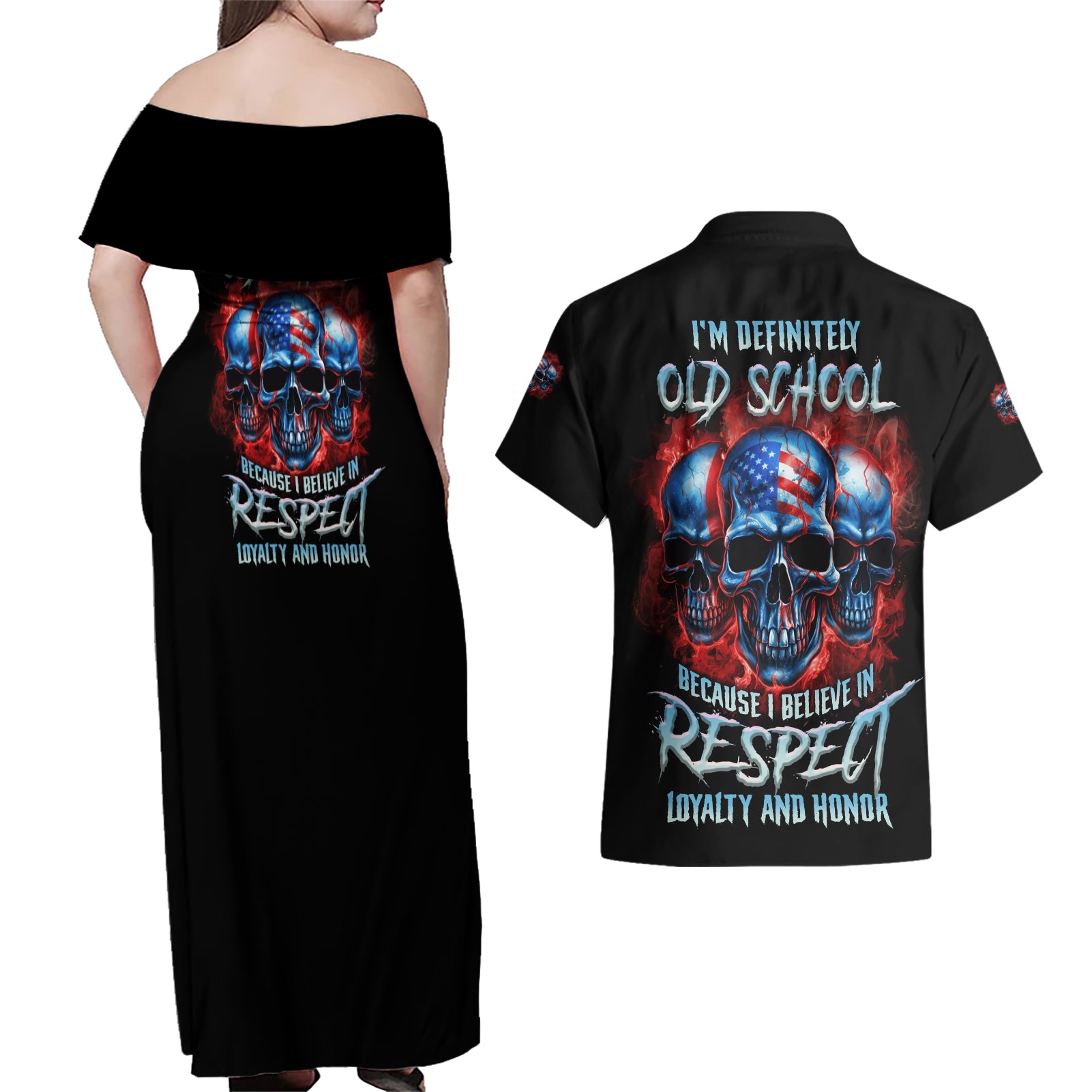 i-believe-in-respect-3-skulls-couples-matching-off-shoulder-maxi-dress-and-hawaiian-shirt