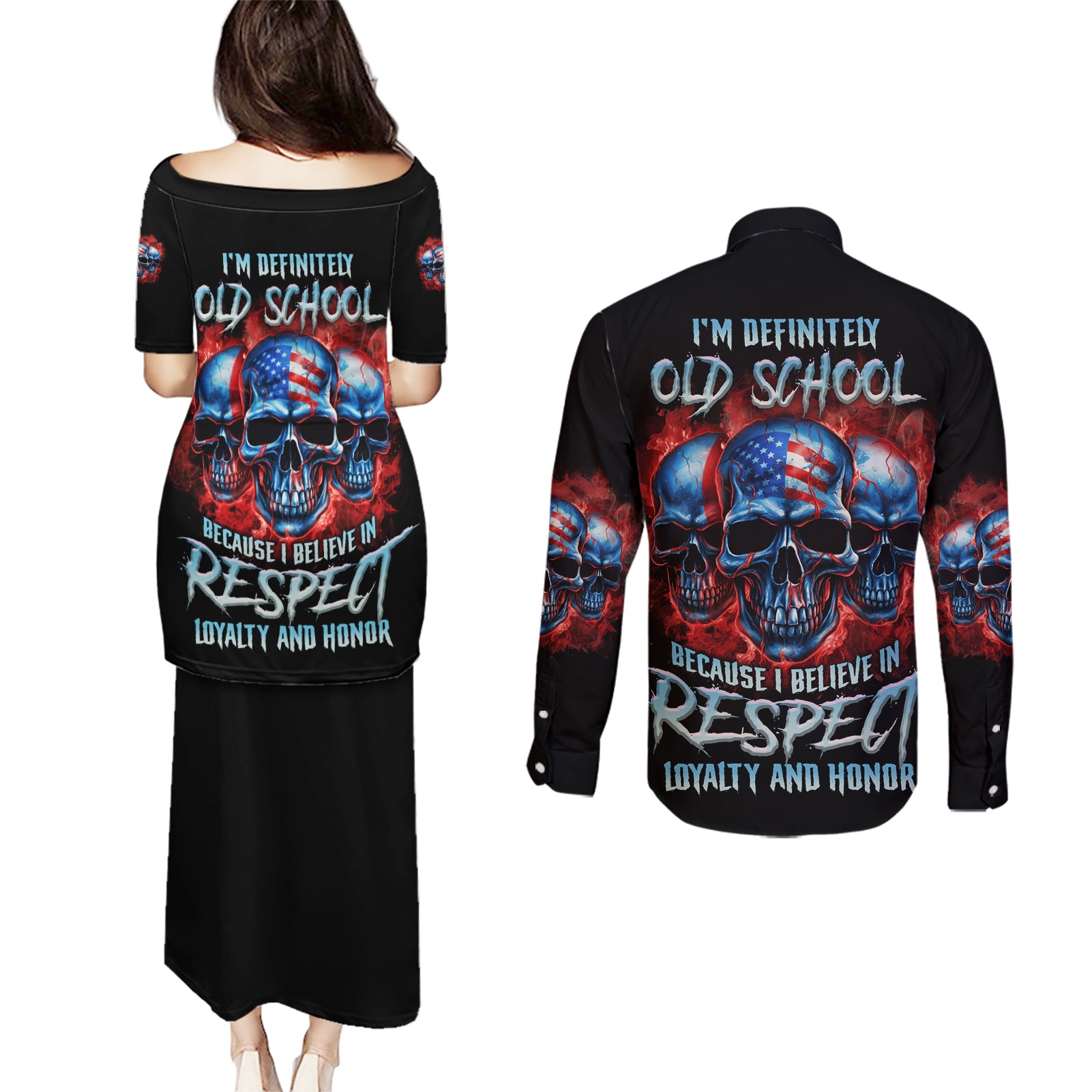 i-believe-in-respect-3-skulls-couples-matching-puletasi-dress-and-long-sleeve-button-shirt