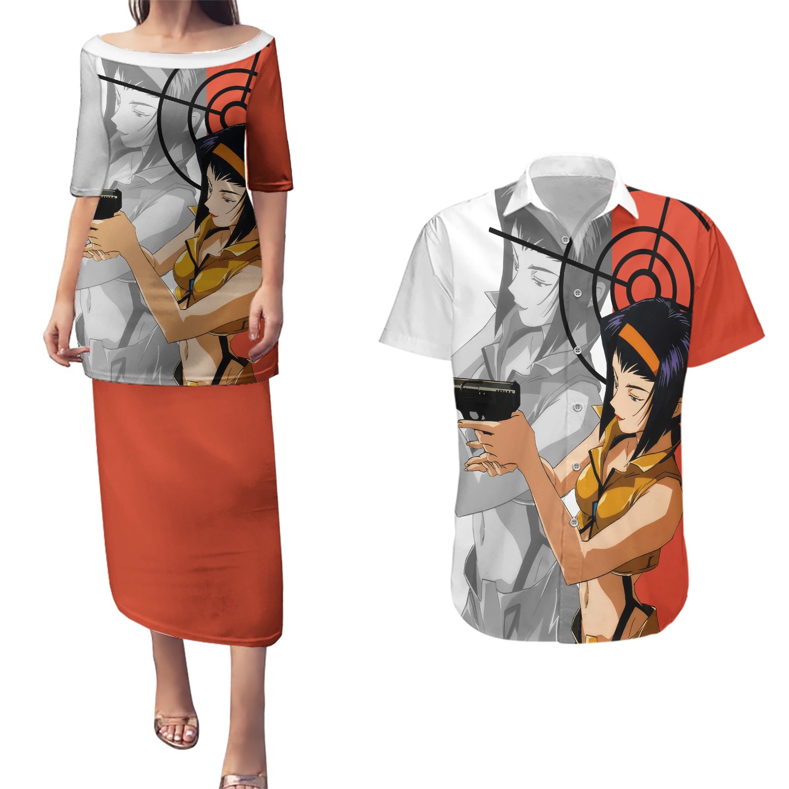 Faye Valentine Cowboy Bebop Couples Matching Puletasi and Hawaiian Shirt Anime Style