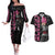 Black Goku Couples Matching Off The Shoulder Long Sleeve Dress and Hawaiian Shirt Anime Mix Text Pattern Abstract Style