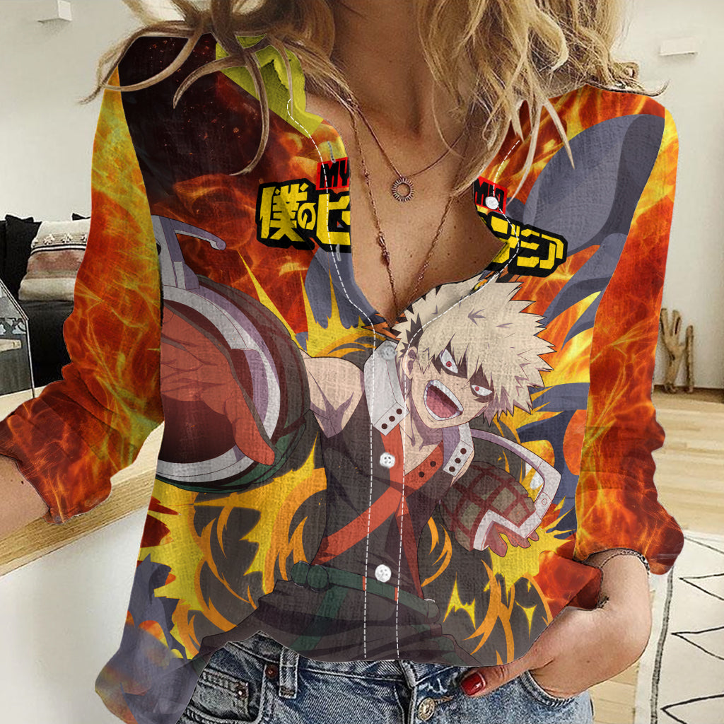 Katsuki Bakugou - My Hero Academia Women Casual Shirt Anime Style