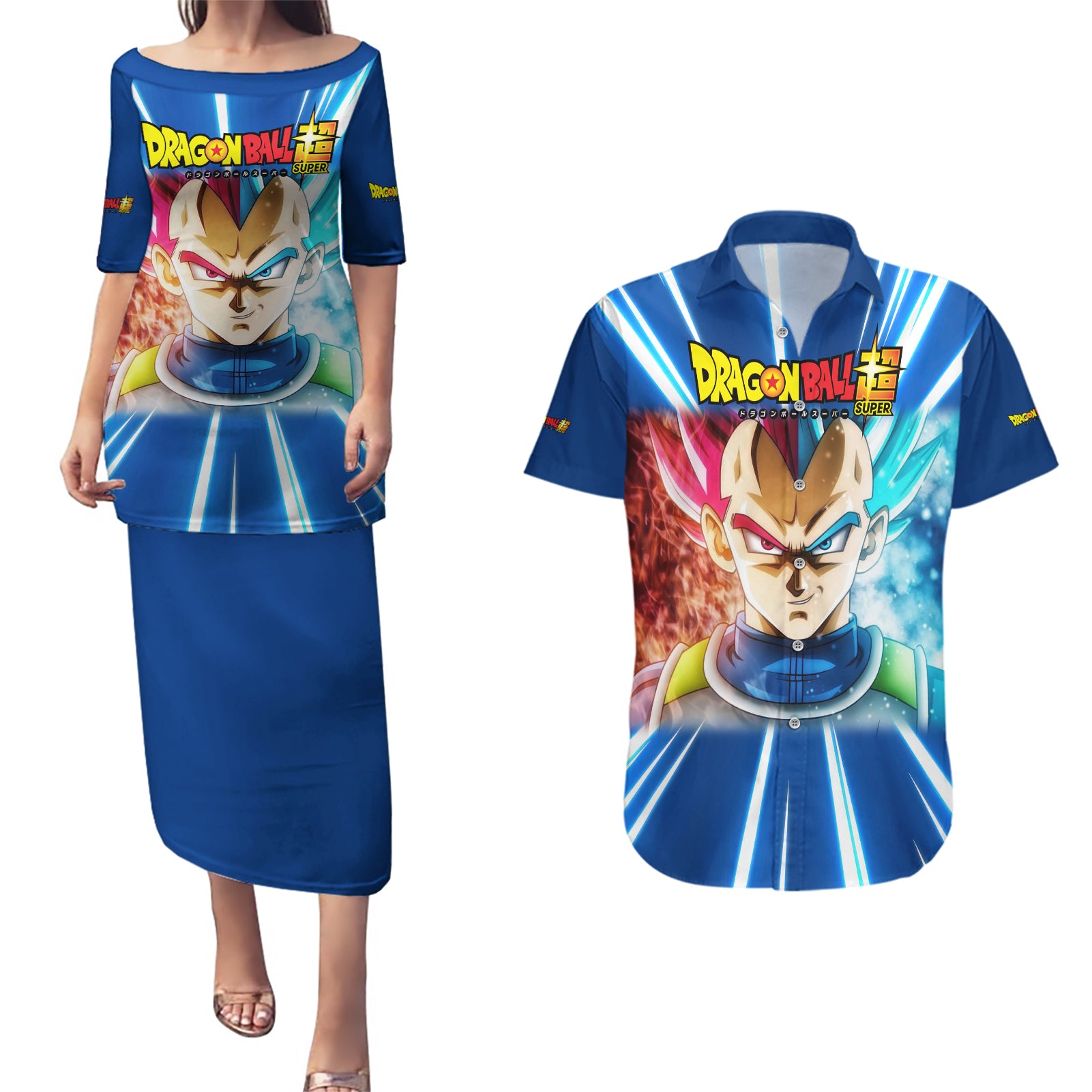 Prince Vegeta - Dragon Ball Couples Matching Puletasi and Hawaiian Shirt Anime Style