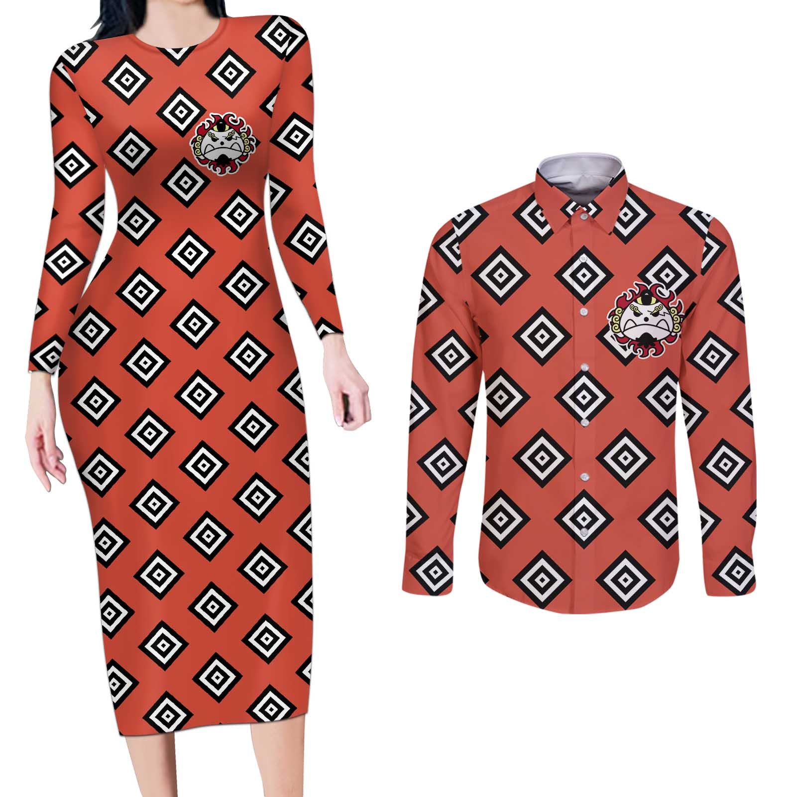 Jinbe - One Piece Couples Matching Long Sleeve Bodycon Dress and Long Sleeve Button Shirt Anime Uniform Style