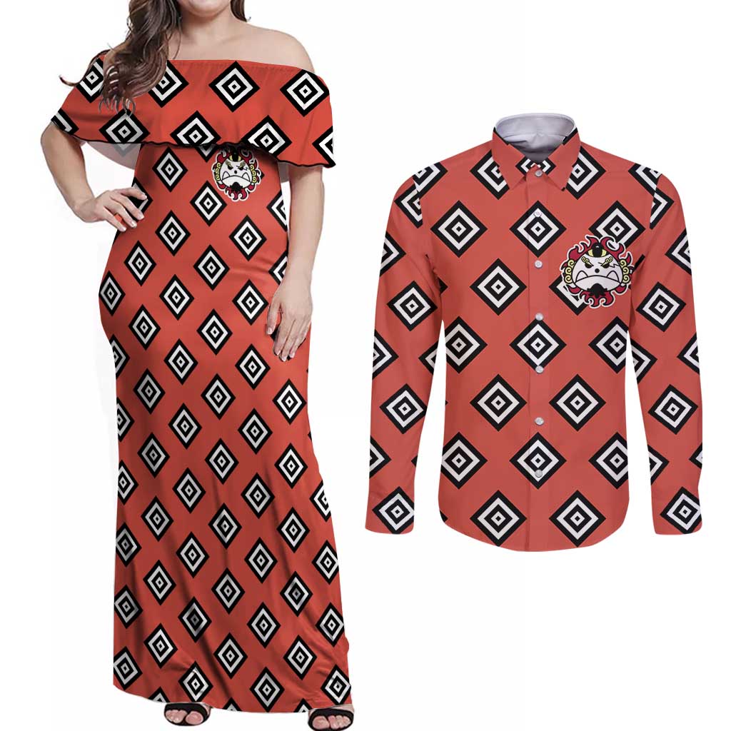 Jinbe - One Piece Couples Matching Off Shoulder Maxi Dress and Long Sleeve Button Shirt Anime Uniform Style