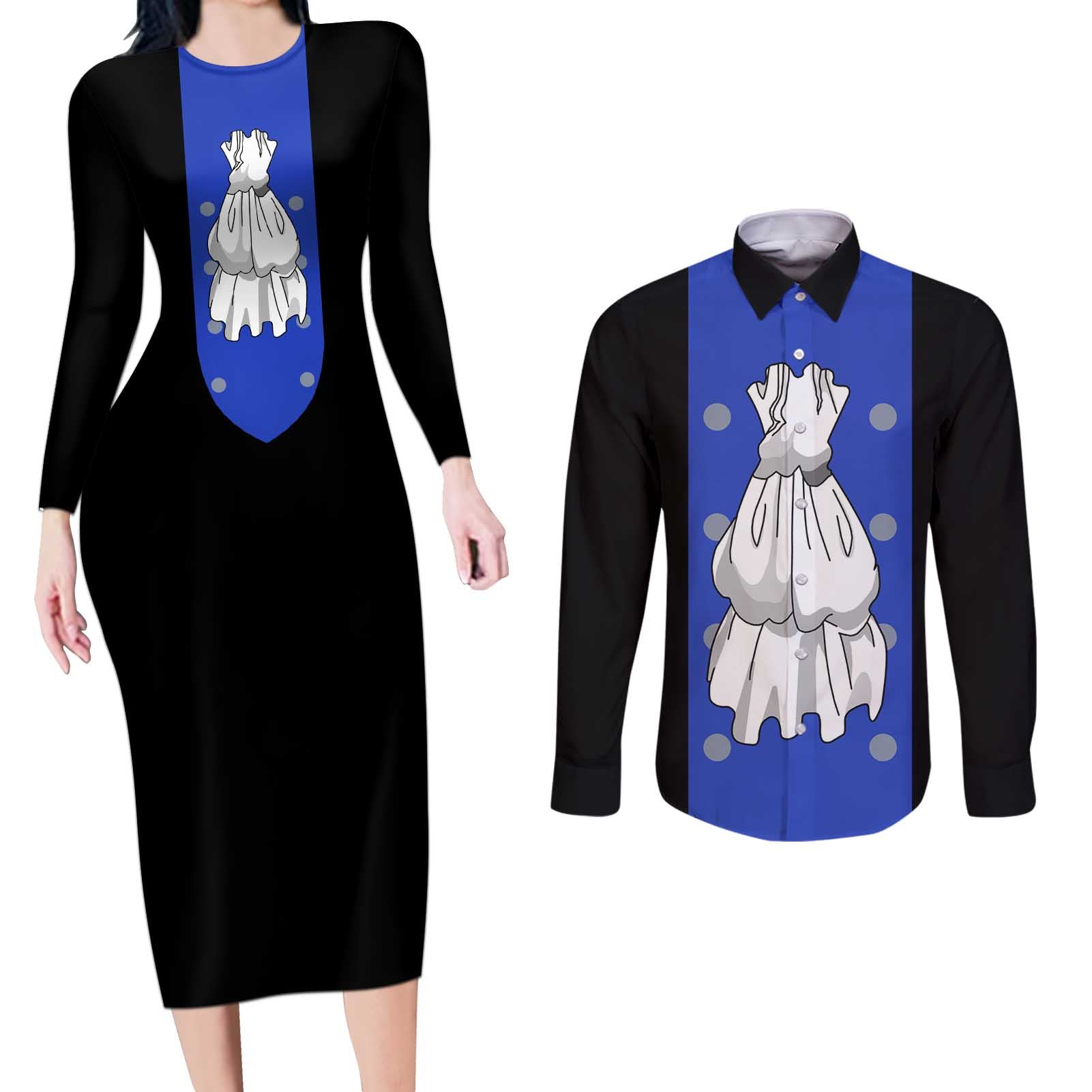 Sabo - One Piece Couples Matching Long Sleeve Bodycon Dress and Long Sleeve Button Shirt Anime Uniform Style