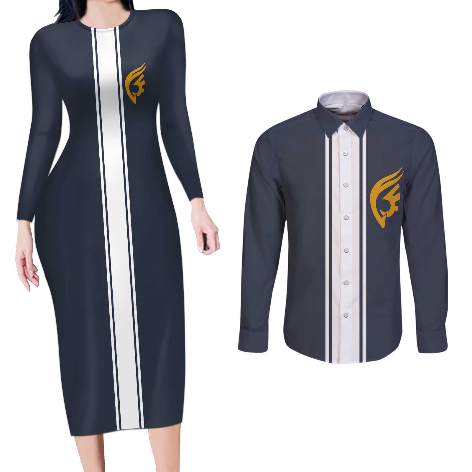 Jellal Fernandes - Fairy Tail Couples Matching Long Sleeve Bodycon Dress and Long Sleeve Button Shirt Anime Uniform Style