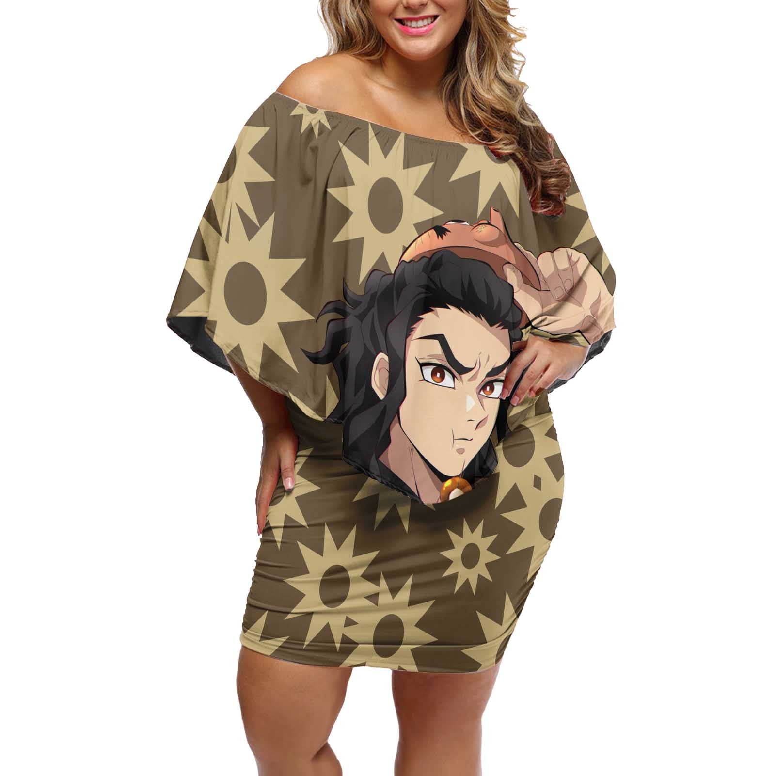 Hotaru Haganezuka - Demon Slayer Off Shoulder Short Dress Anime Style