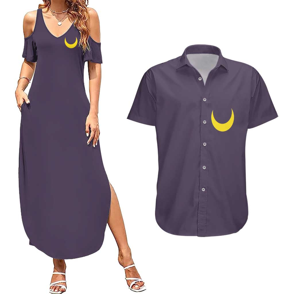 Usagi Tsukino Sailor Moon Couples Matching Summer Maxi Dress and Hawaiian Shirt Anime Style