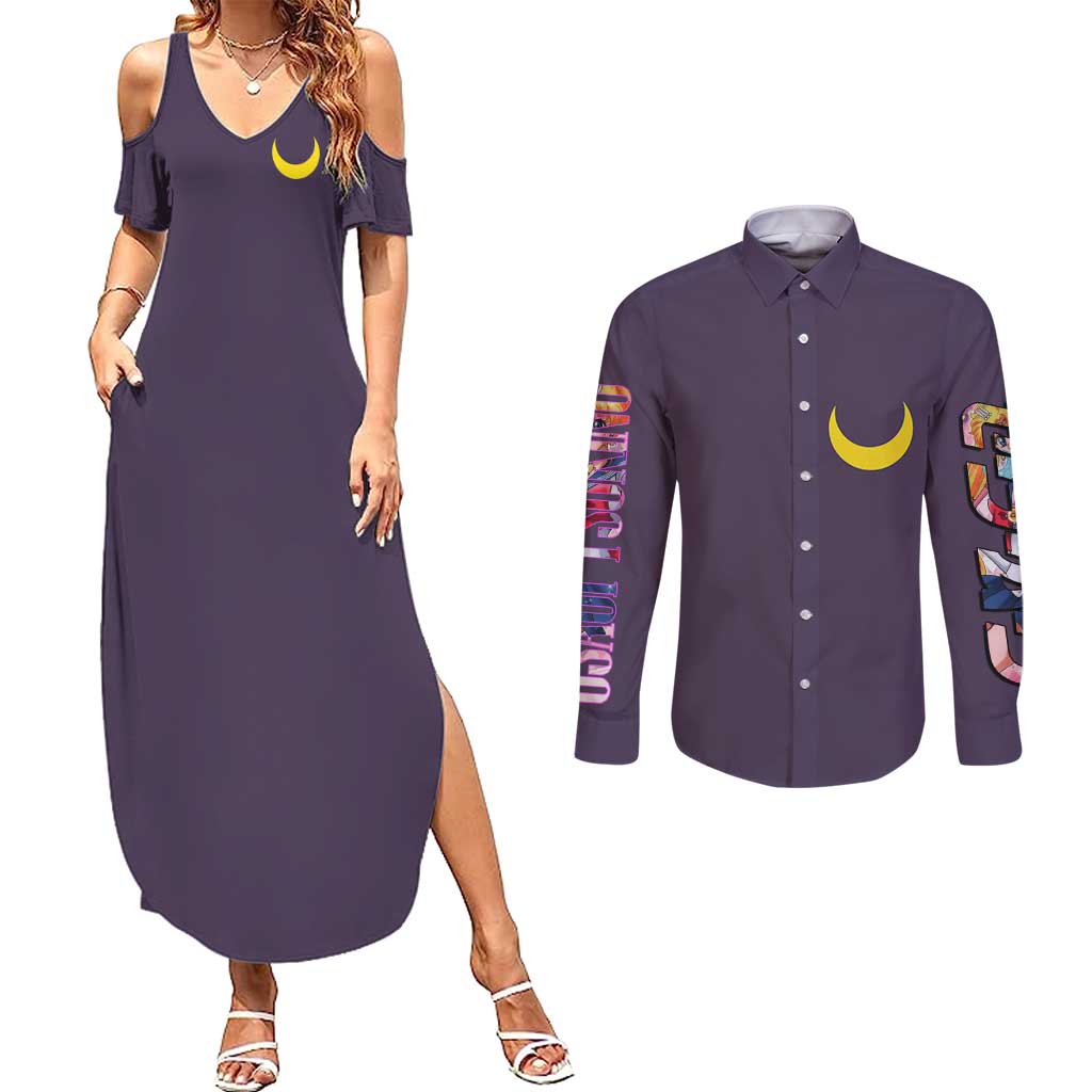 Usagi Tsukino Sailor Moon Couples Matching Summer Maxi Dress and Long Sleeve Button Shirt Anime Style