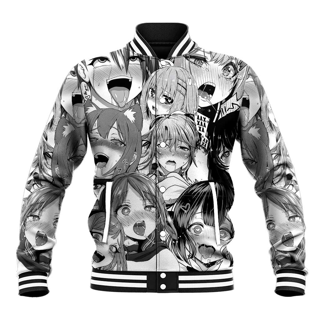 Ahegao Manga Collage Baseball Jacket Anime Style