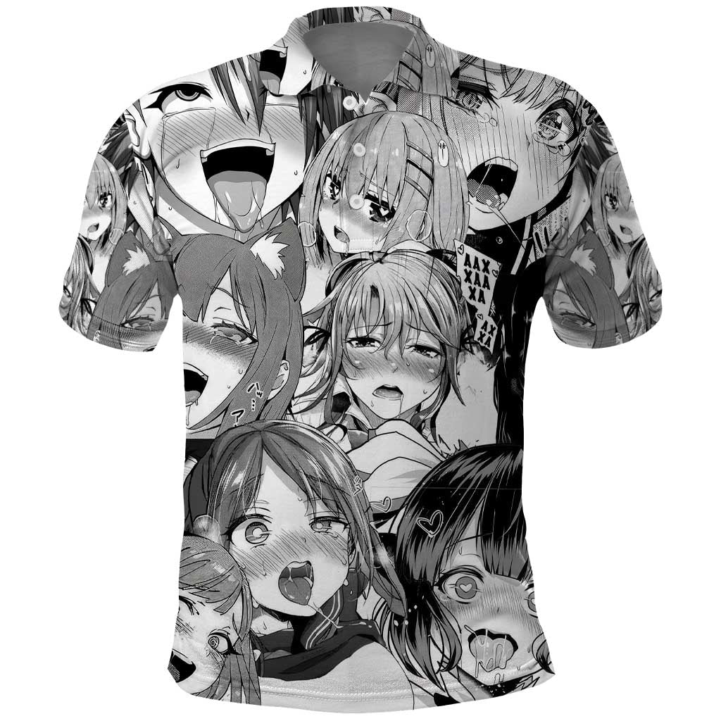 Ahegao Manga Collage Polo Shirt Anime Style