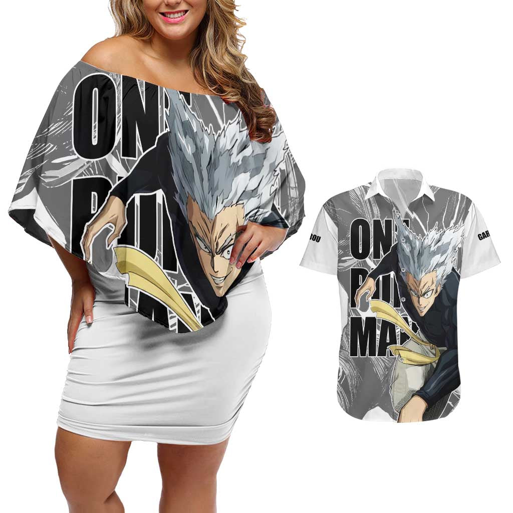 Garou - One Punch Man Couples Matching Off Shoulder Short Dress and Hawaiian Shirt Anime Style