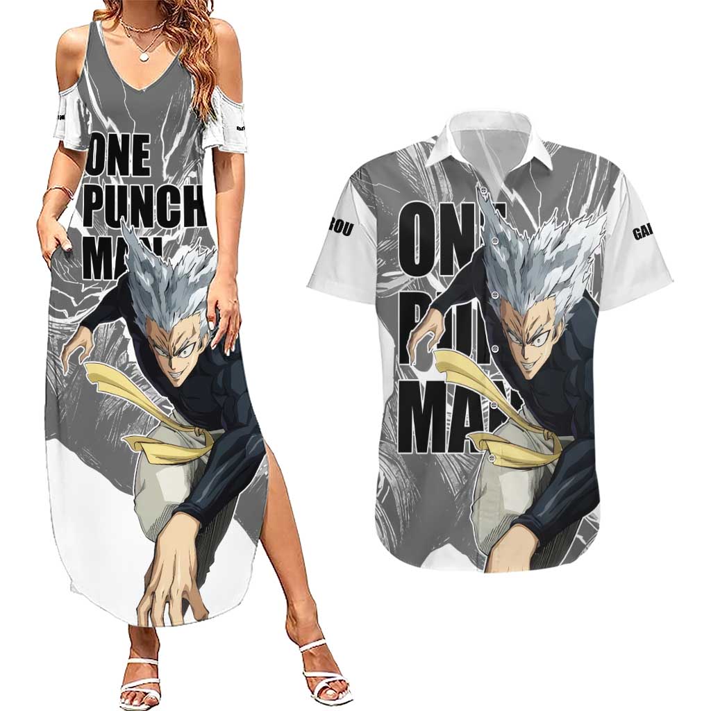 Garou - One Punch Man Couples Matching Summer Maxi Dress and Hawaiian Shirt Anime Style