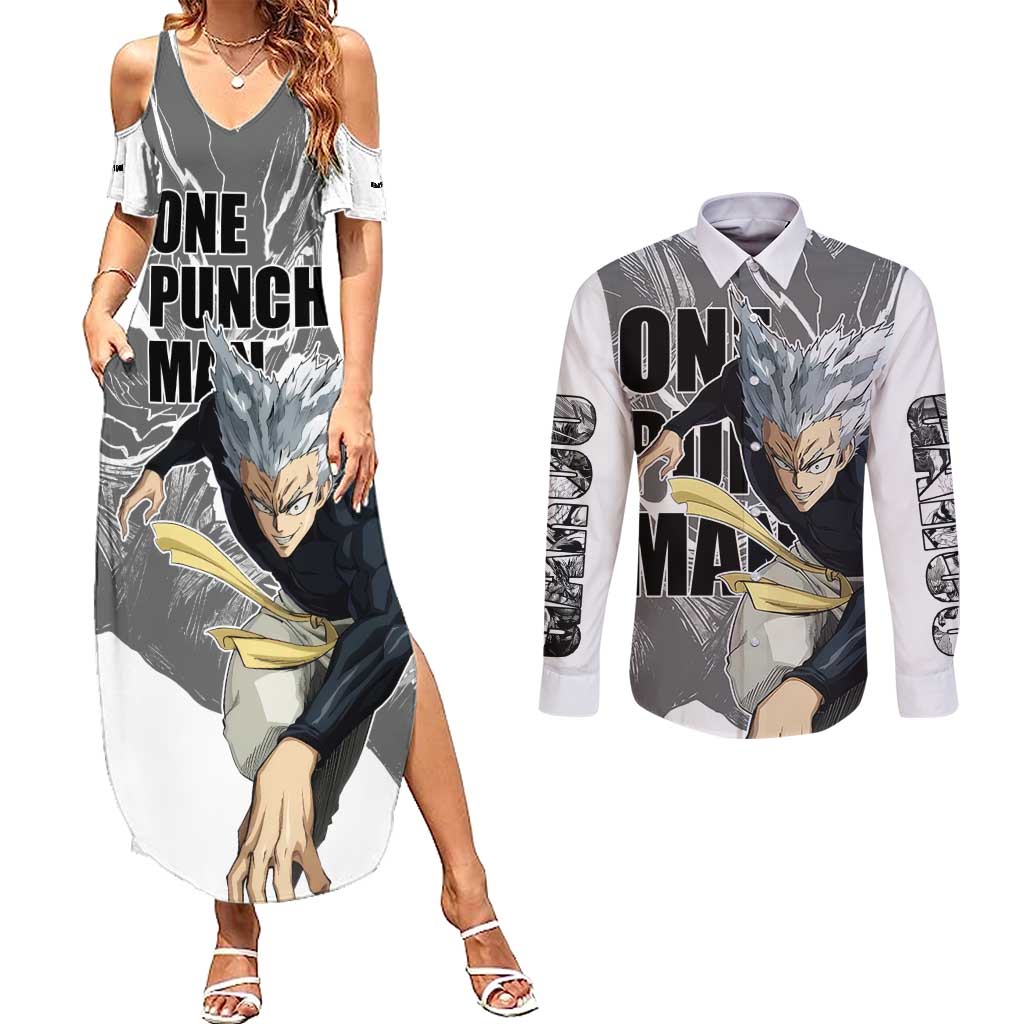 Garou - One Punch Man Couples Matching Summer Maxi Dress and Long Sleeve Button Shirt Anime Style